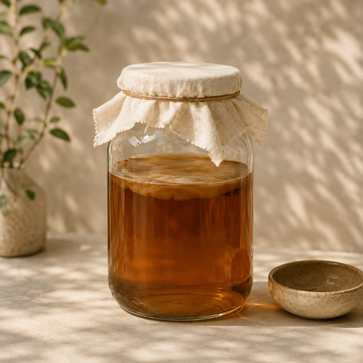 Voeg SCOBY en startervloeistof toe